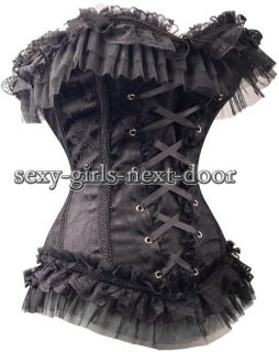 Goth Black Victorian Corset Lace Clubwear Bustier s 2XL Magnificent