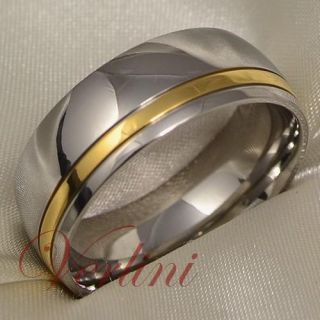 8MM Titanium Wedding Band 14k Gold Ring His & Her Mens & Womens Bridal