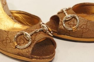  Hollywood Horsebit Gold Beige Metallic Slides Shoes 38 7 5 $475