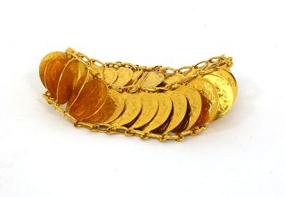  Solid Yellow Gold Ladies Hefty Sovereign Coin Style Bracelet