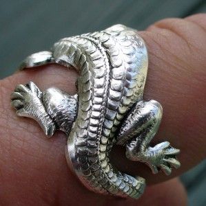 Steampunk Gecko Lizard Finger Cuff Ring Gothic Reptile