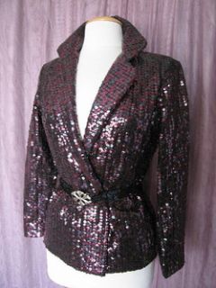 Sequin Vintage Jacket Gilberts for Tally Wine Black s M