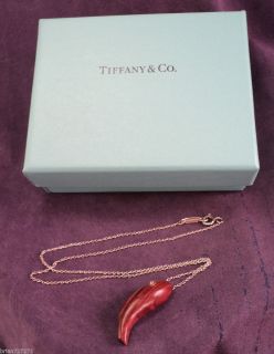 Tiffany Co Gehry Wood Fish Pendant 925 Sterling Silver Chain New in
