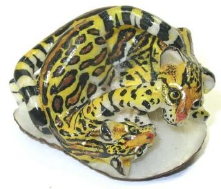Mother Baby Ocelot Tagua Carving 28644