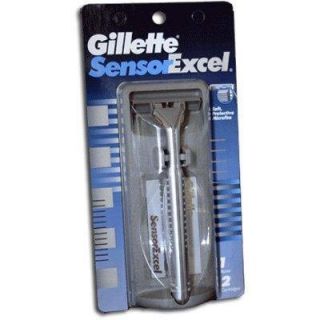 Gillette Sensor Excel Razor and 2 Refill Blades one pack for men Free
