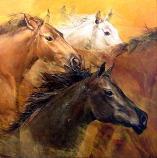 Gladys Morante Horses Original Painting on Canvas Custom Leather
