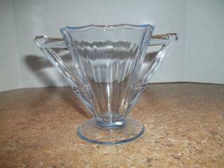  Decagon Blue Glass Sugar Bowl Art Deco Replacement Collectible