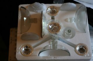   Glass Centerpiece Candle Holder New In Box With Candles Candleholder