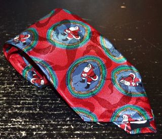  Santa Claus Red Tie with Green Blue Medallions Golf USA Made