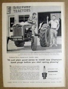 1959 Ford Tractor Ad Champion Spark Plugs Just Plain Good Sense