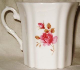 Royal Grafton Coffee Mug Pink Roses Fluted Bone China England