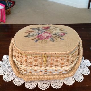 Beautiful Vintage Wooden Sewing Basket Penneys Fashion with Some