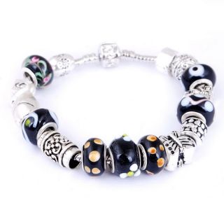 Free Handicraft Black Glass Metal Spacer Beads Bracelet