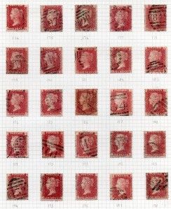 1858 1d red plates complete 71 224,150 stamps