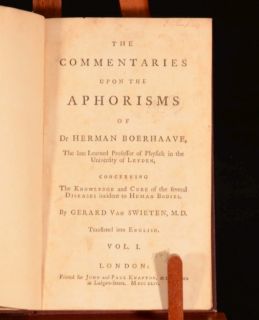 1744 17 Vol Commentaries Upon Aphorisms of Dr Herman Boerhaave Swieten