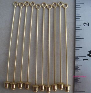Gold Plated Beadable Lapel Jewelry Stick Pins Qty 50