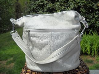 Stone Mountain Silvery Gray Leather Shoulder Handbag