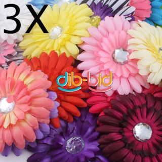 New 3 x Baby Hair Bow Gerbera Daisy Flower Headband Clip 2