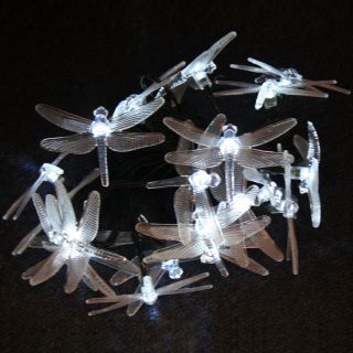 White 20 LED 2M Fairy Party Christmas Solar String Light Dragonfly