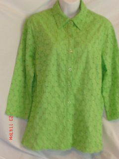 Coldwater Creek Size M Green Blouse Shirt Top Jacket Clothes Womens