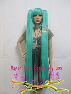 120cm Vocaloid Hatsune Miku Cosplay Costume Full Wig 2 Ponytails Party