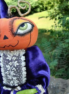 OOAK PFATT Primitive Folk Art Princess Pumpkin Halloween Doll Joyce