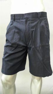 Greg Norman Golf Mens 34 Pleated Casual Shorts Navy Solid Designer