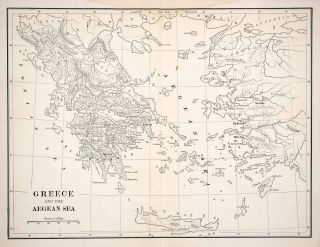 1909 Print Map Greece Turkey Macedonia Aegean Sea Crete Ionian Thrace