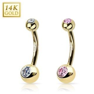 14K Solid GOLD BELLY BUTTON NAVEL RINGS Body Piercing Jewelry *DOUBLE