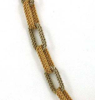 Hefty Two Tone 18K Gold Woven Style Chain Necklace