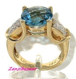 Laura Ramsey 14k Yellow Gold London Blue Topaz Diamond Ring