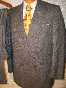 Henery Grethel Men Suit Business Pure Wool 42S Double Breasted Gray