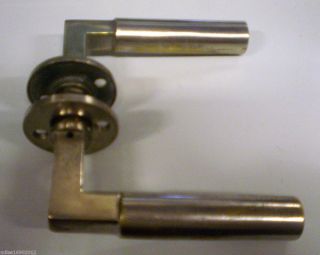 Early pair of Walter Gropius Bauhaus nickel plated brass door lever