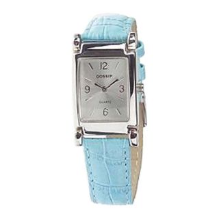  Gossip Chic Rectangle Case Croco Turquise Blue Leather Strap Watch 26