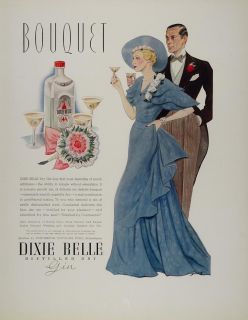 1934 Ad Dixie Belle Dry Gin Martini Dress Fashion Woman   ORIGINAL