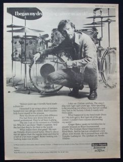 Ginger Baker 1977 Poster Ad Ludwig Drums Zildjian Cream