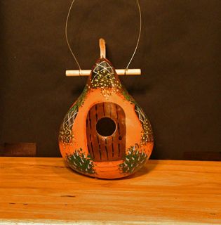 Adobe Cottage Birdhouse Gourd Large Handpainted