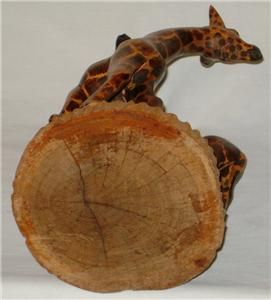  and Hand Painted Stained Wooden African Giraffes 11 inches Tall