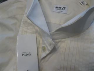 nwt armani shirt tuxedo formal italy $ 475 16l free links