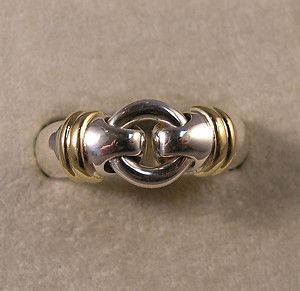 Tiffany Co Sterling Silver 18K Gold Ring Size 10 3 4