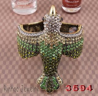 Charm Bird Wild GOOSE Rhinestone Crystal Cuff Bronze Bracelet Bangle