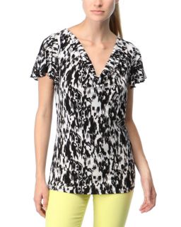 Grace Elements Black and White Contrast Print Top