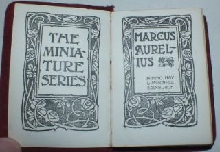 Art Nouveau Miniature Leather Bound Book Marcus Aurelius Meditations