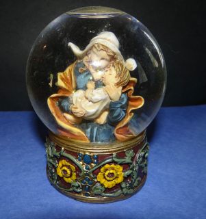 Mary and Boy Jesus Christmas Snowglobe Polyresin Glass Globe