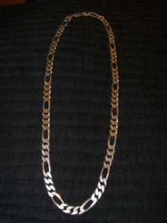 10mm Solid 925 Sterling Silver Men Diamond Cut Wide Figaro Link Chain