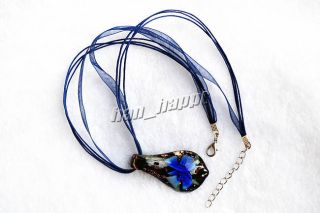  6pcs Flower Leaf Murano Glass Pendants Silk Necklace Jewelry