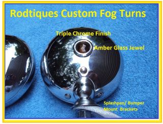 12 Volt Turn Signal & Park Custom Fog Lights W/ Glass Jewel Streetrod