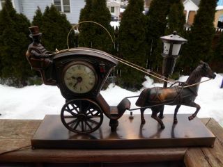 Antique United 701 Sessions Hansom Cab w JEWEL Motion Clock Lamp