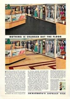 1950 armstrong s asphalt tile floor dress shop color ad