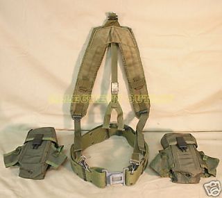 Grey Buckle Army Military L Web Pistol Belt Suspenders Pouch Set